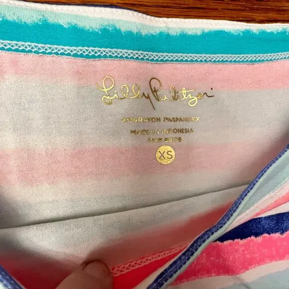 Lilly Pulitzer Sophie Shift Dress Sandy Shells 3/4 Sleeve Multi-Color Striped XS - Picture 10 of 16